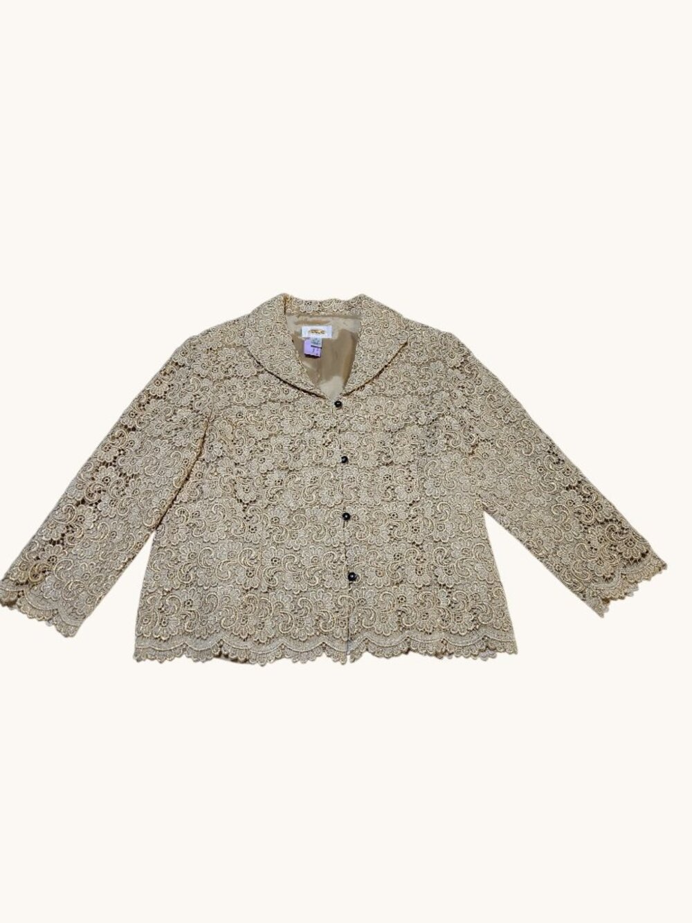 Talbots Gold Metallic Blazer Jacket 3/4 Sleeve Women’s 12